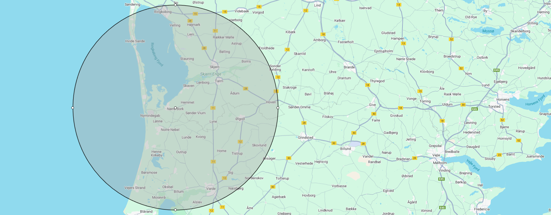 Serviceområde omkring Hemmet - Ringkøbing-Skjern og Varde kommuner